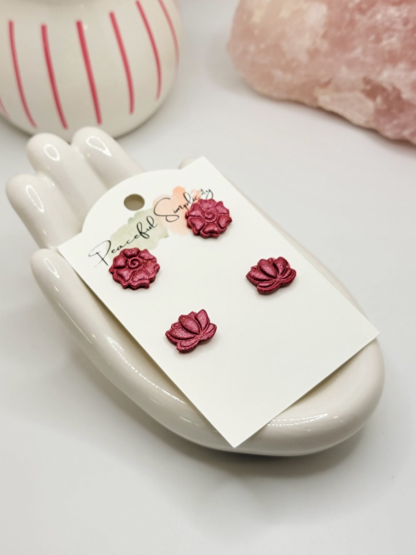 Lotus & Petunia Clay Flower Earring Stud Set