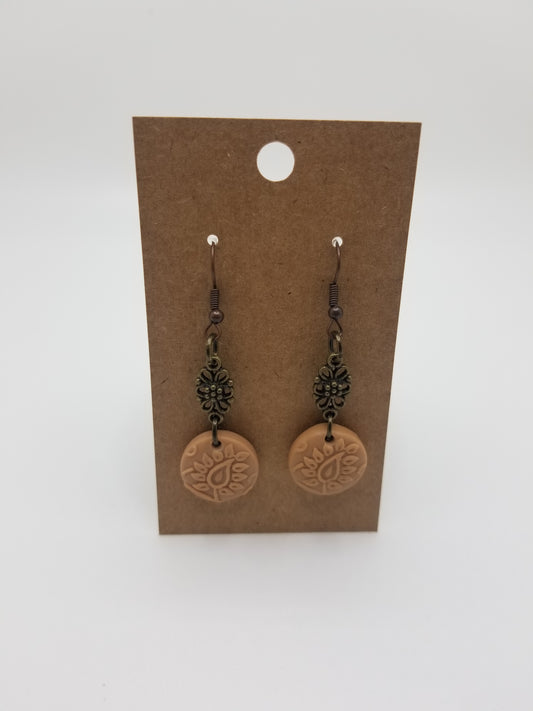 Caramel Clay Flower Earrings