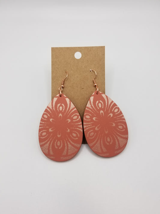 Clay Wood Flower Drop Earrings