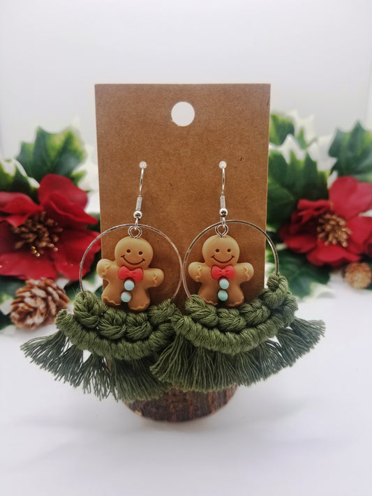 Gingerbread Macrame Earrings