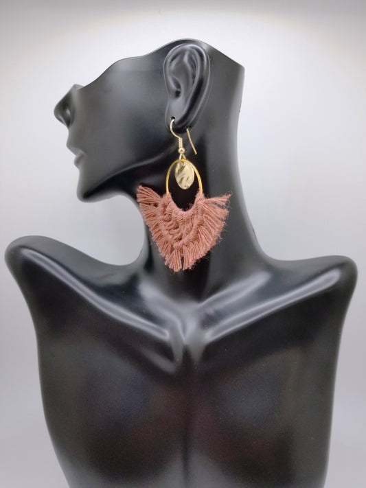 Gold Hoop Macrame Earrings