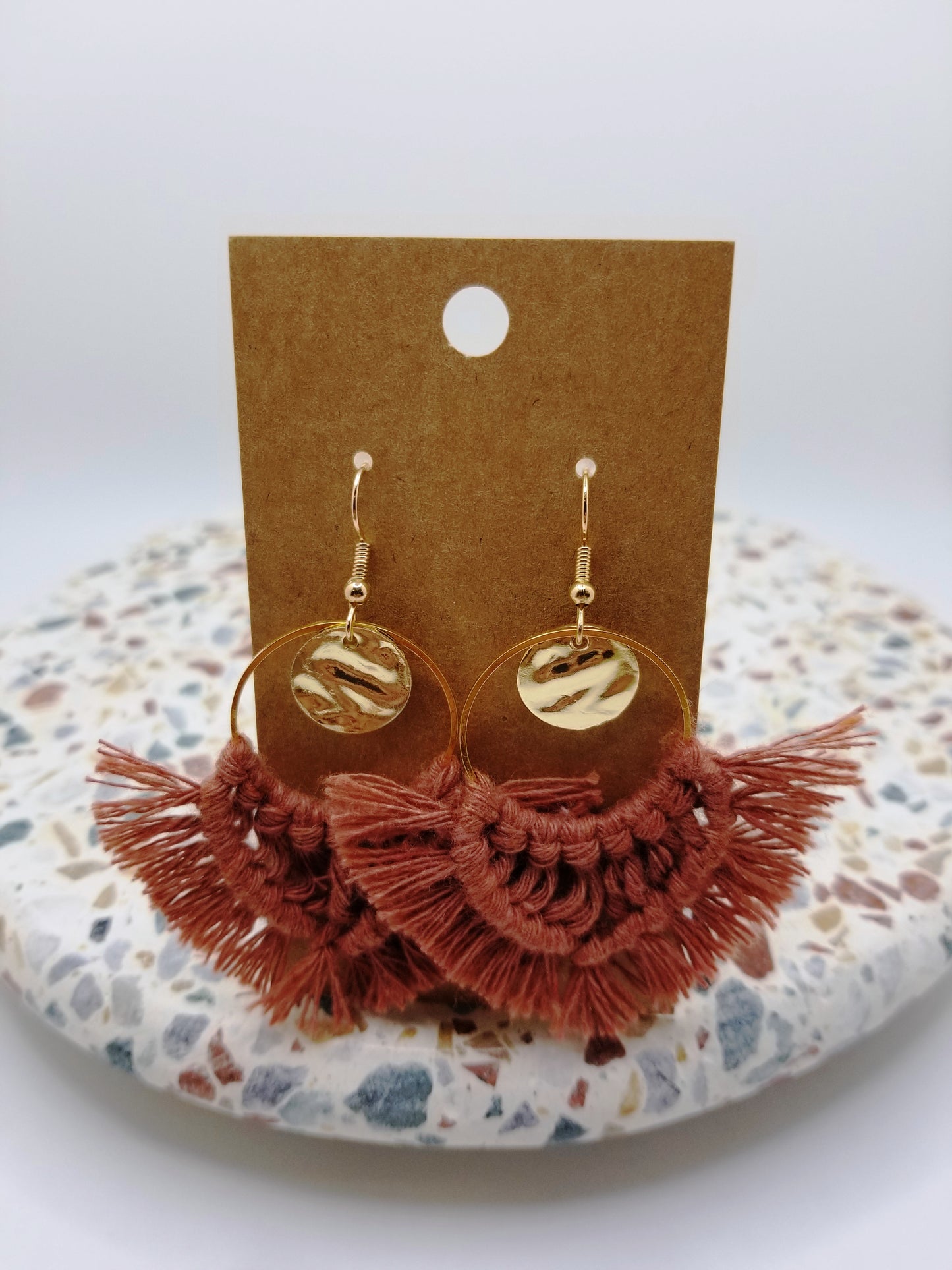 Gold Hoop Macrame Earrings